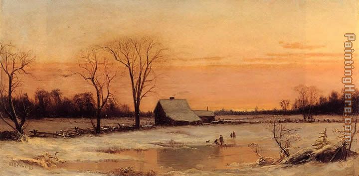Winter Landscape painting - Alfred Thompson Bricher Winter Landscape art painting